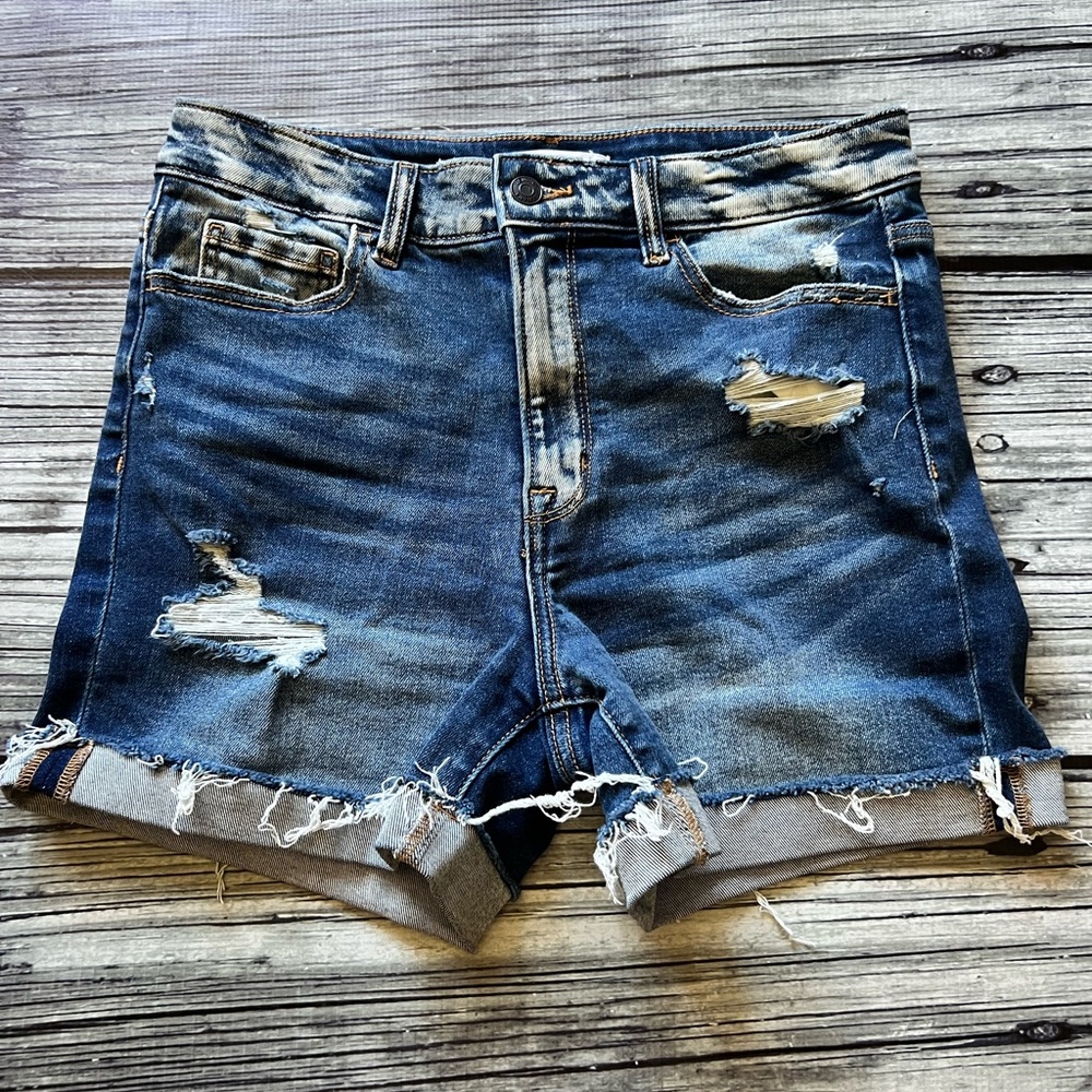 Denim Cutoff Shorts - Distressed Blue Women's Shorts